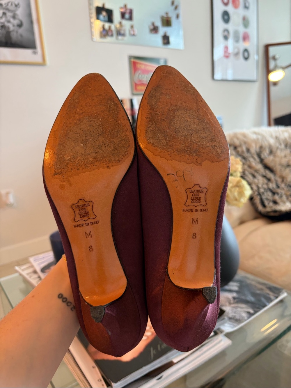 Yves Saint Laurent Plum Pointed-Toe Kitten Heels - Picture 3 of 3